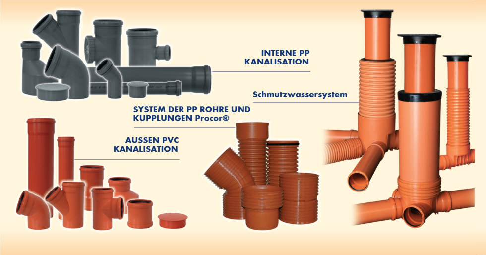 Die äusserlichen, inneren Systeme der Kanalisation: die Rohre, die Drainagen, Polyvinylchlorid Fitting, Brunnen - Polen